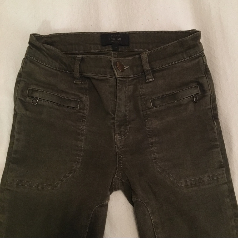 Jcrew Indigo army green moto pants